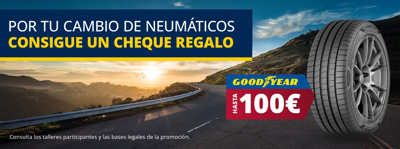 Consigue un cheque regalo de hasta 100€ por tu compra y montaje de neumáticos.