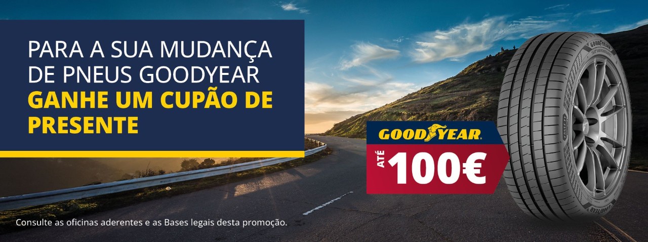 Ganhe um cartão-presente no valor de até 100€ na compra e montagem de pneus Goodyear.