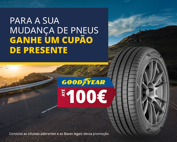 Ganhe um cartão-presente no valor de até 100€ na compra e montagem de pneus Goodyear.