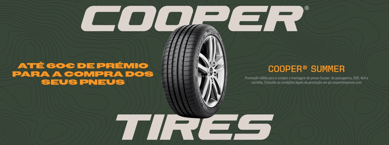 Receba até 60 € de prémio pela compra e montagem de pneus Cooper