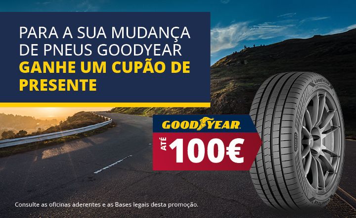 Ganhe um cartão-presente no valor de até 100€ na compra e montagem de pneus Goodyear.